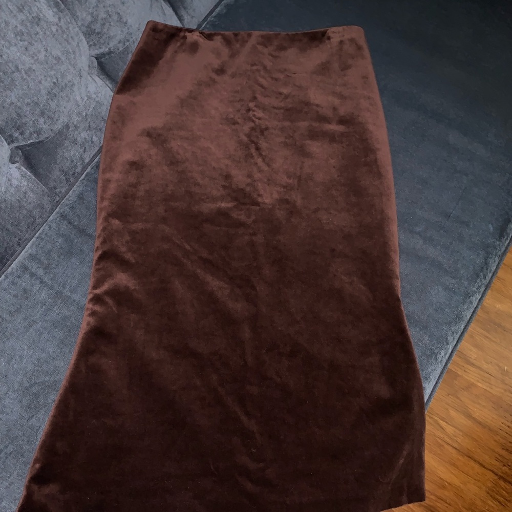 Dark brown midi velvet skirt size 4